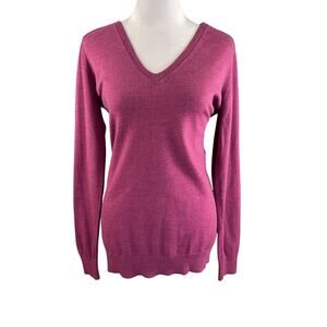 Banana Republic Sweater Women's S 100% Superfine Merino Wool V-neck Purple